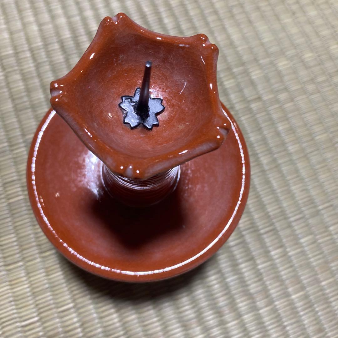 茶道具　楽焼　和楽　赤　三具足