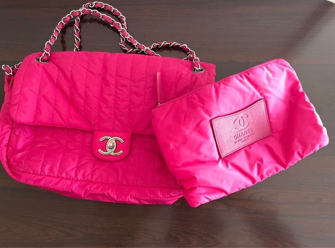 ☆美品☆レア　CHANEL シャネル ナイロン　チェーンバッグ　ピンク　ポーチ付