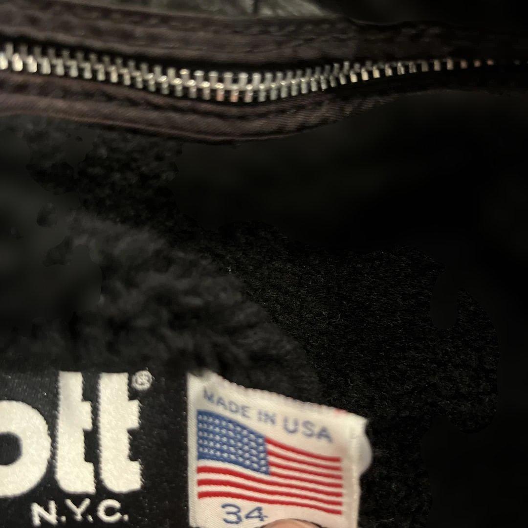 人気定番　Schott　641 立ち襟シングルライダース　３４　ボアライナー付