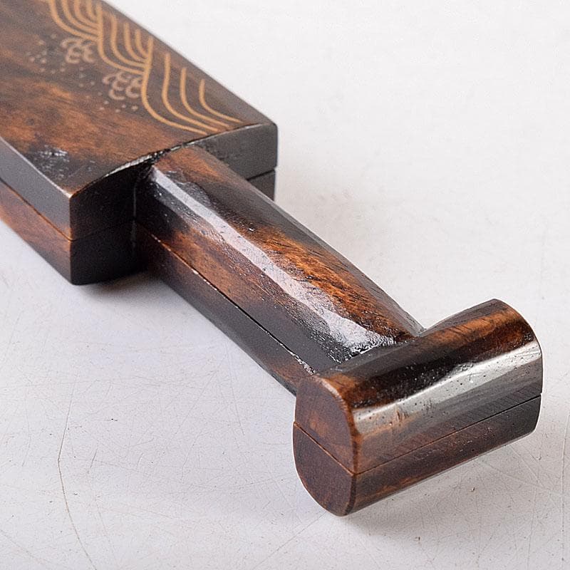 茶道具　田中宗凌造　芦に波蒔絵　黒柿櫂形香合　共箱　V　7964