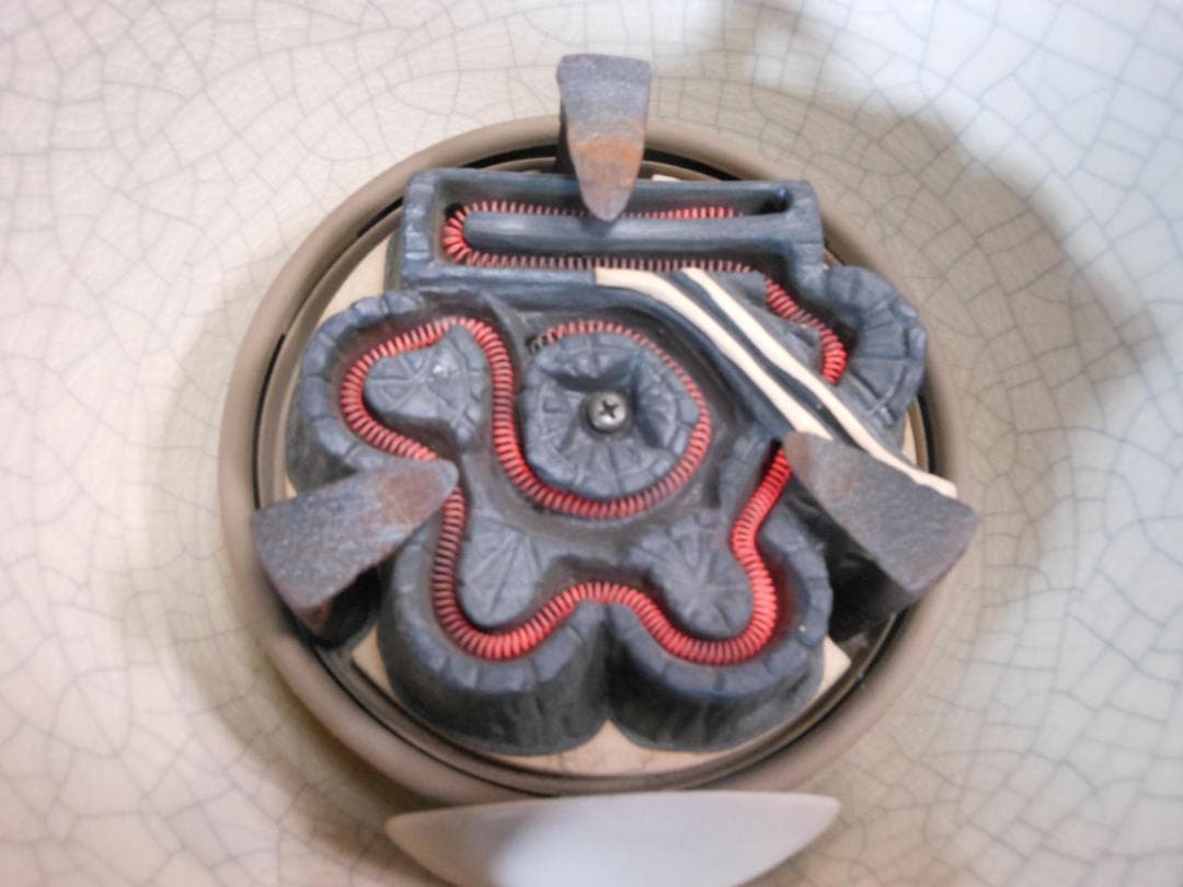 野々田　風炉型電熱器　Ｆ４１２　白さつま　茶道具　風炉釜