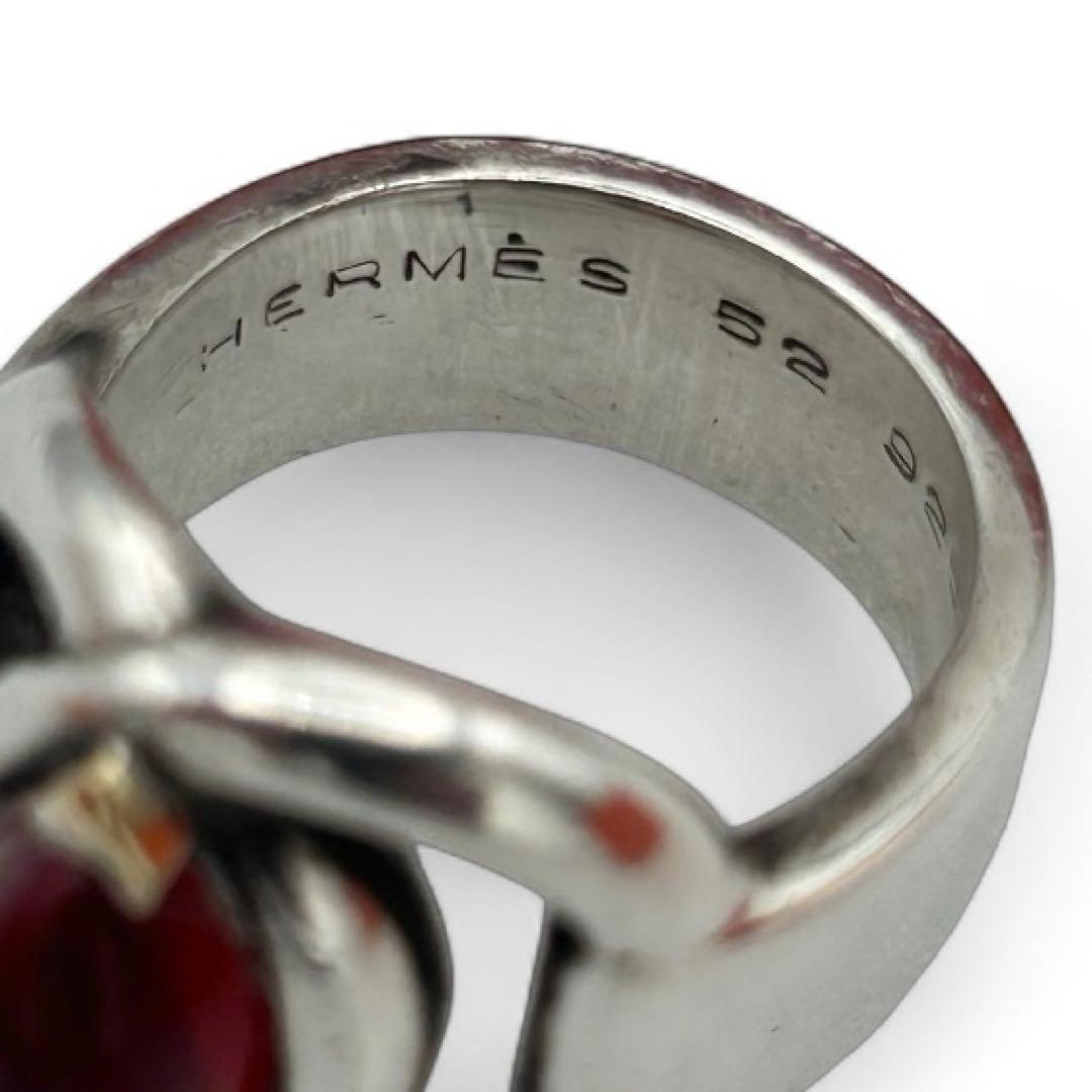 【幻】HERMES ヴィンテージ リング カーネリアン コンビ Ag925 52