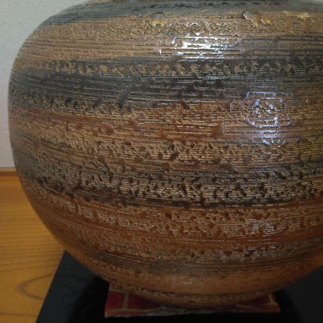 信楽焼　花入　四代立山窯　共箱　栞