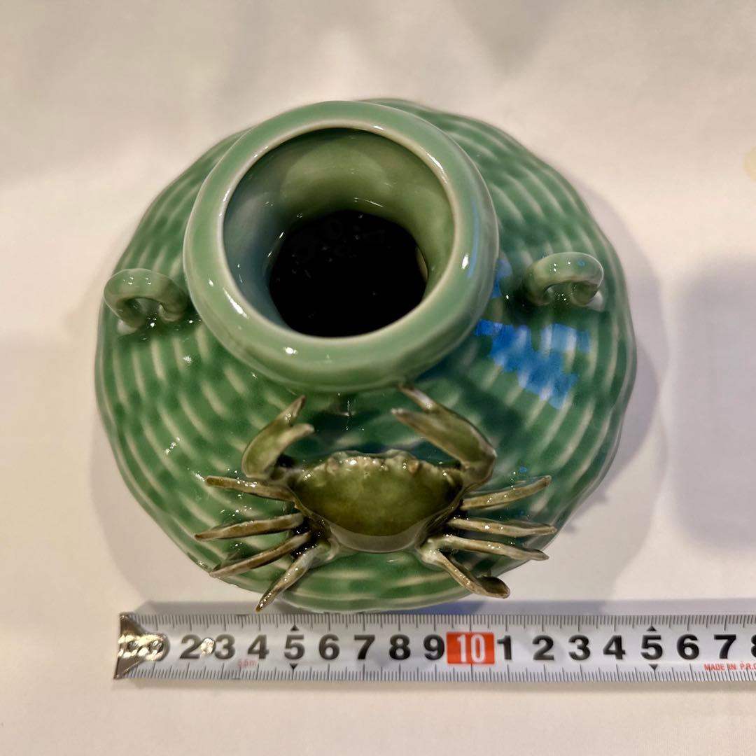 中国美術 明州越窯青磁 蟹 飾り壺 カニ 花瓶 花器 花入 青磁器 古美術品