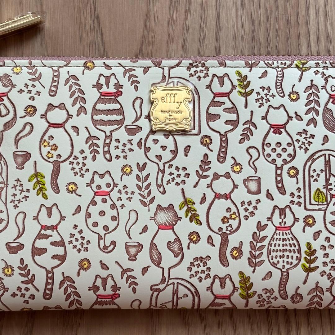 新品未使用❗️友禅文庫 × efffy 猫柄/ 牛革 / 箱・ノベルティ付き