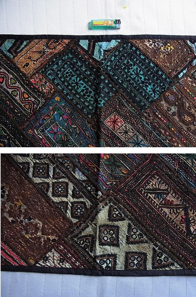 ★A2102★　67×134㎝　古い民族　刺繍　パッチワーク　アンティーク
