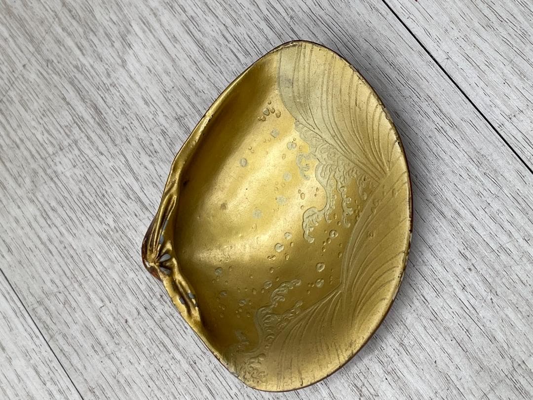 未使用 蛤 香合 蒔絵付 茶道具 内金 共箱 波 松 鳥 抹香 練香