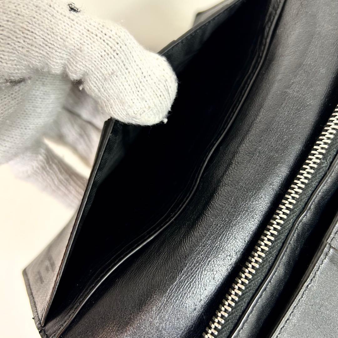 【たかえもん　付属品完備】サンローラン 長財布 黒 クロコ型押し レザー