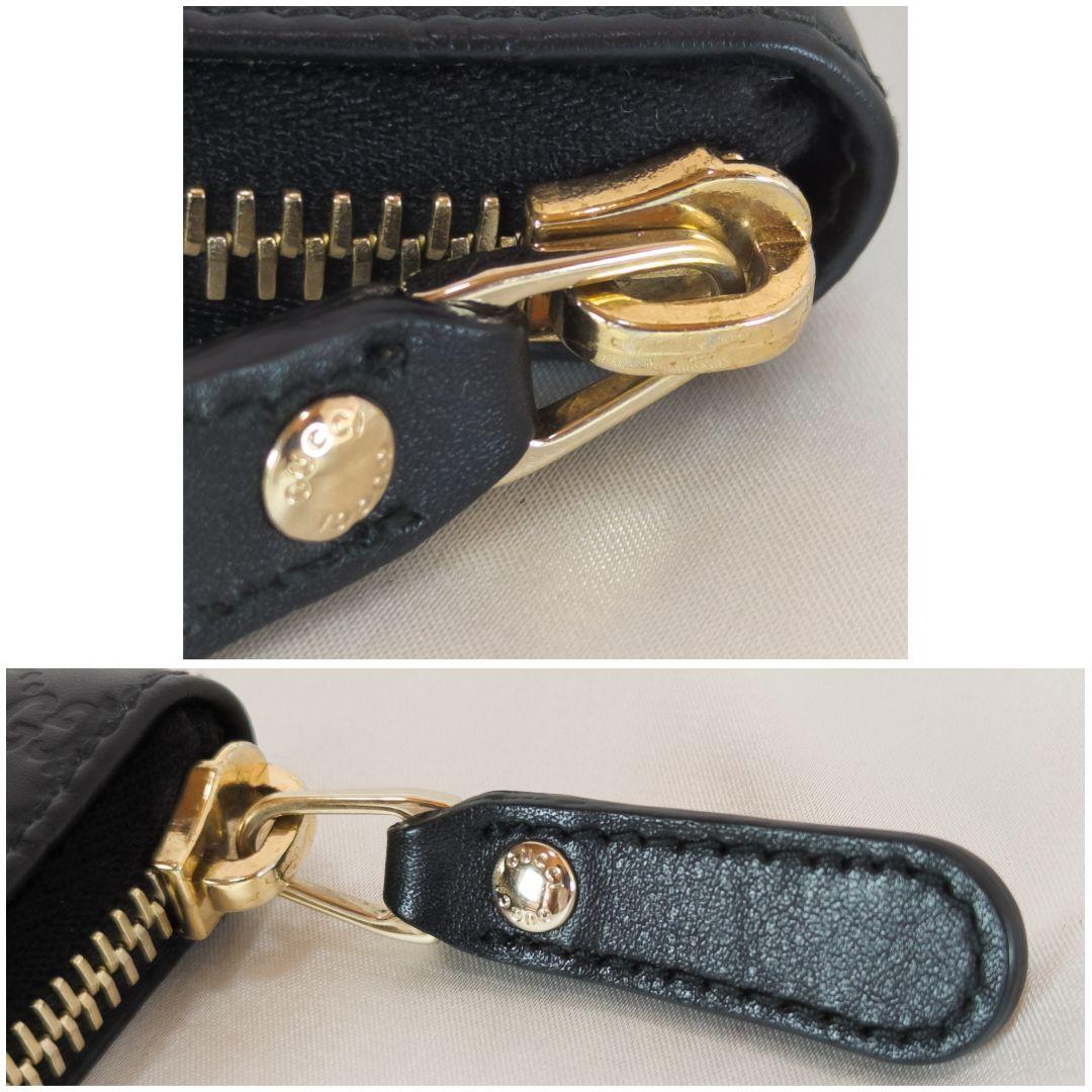 【未使用級】 グッチ ラウンドファスナー マイクロシマ ケース ブラック