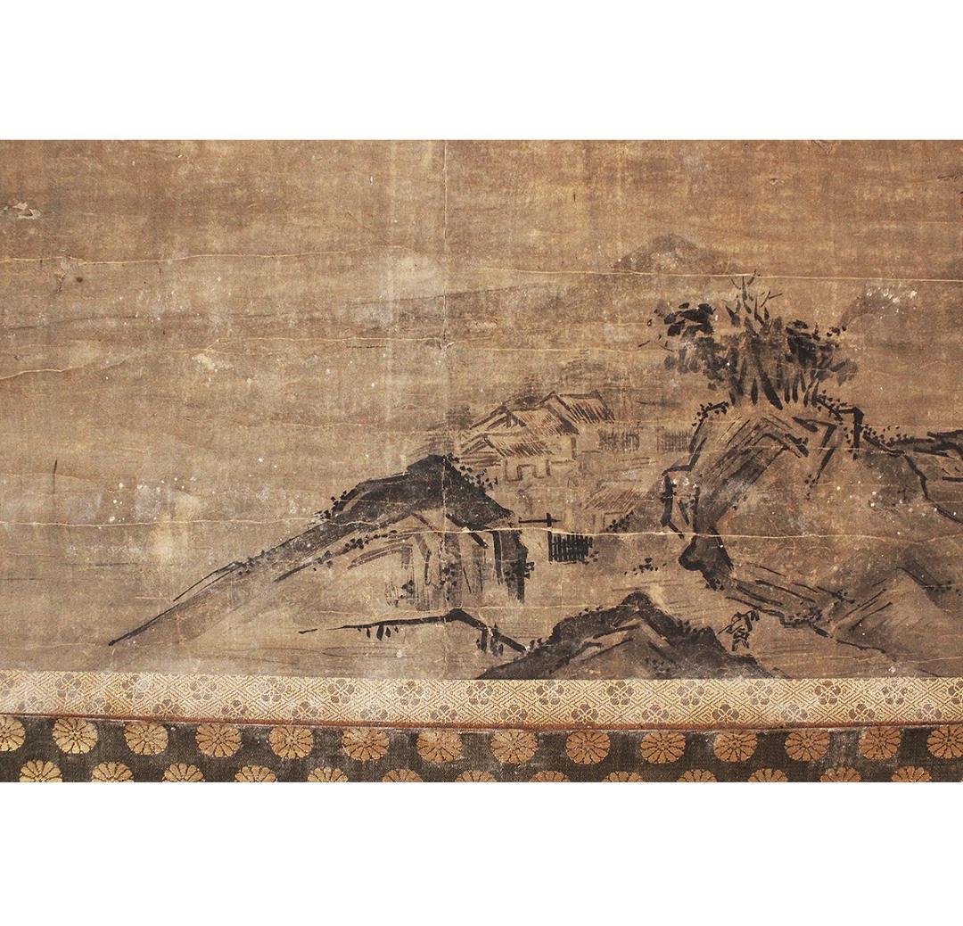 【真筆】◆雪舟等楊 山水図◆ 掛軸 肉筆紙本 検 千利休 狩野探幽 狩野永徳