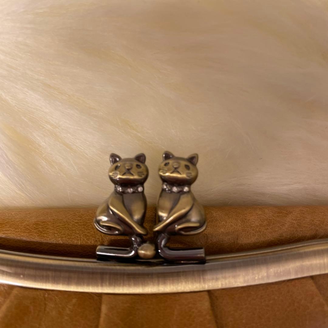 【新品未使用】ANNA SUIがま口２つ折り財布 猫牛革 レザー ローズガーデン