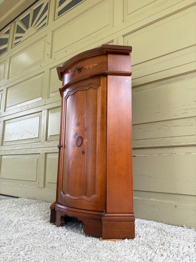 【イタリア製 象嵌細工 コーナーキャビネット】アンティーク調 インテリア家具