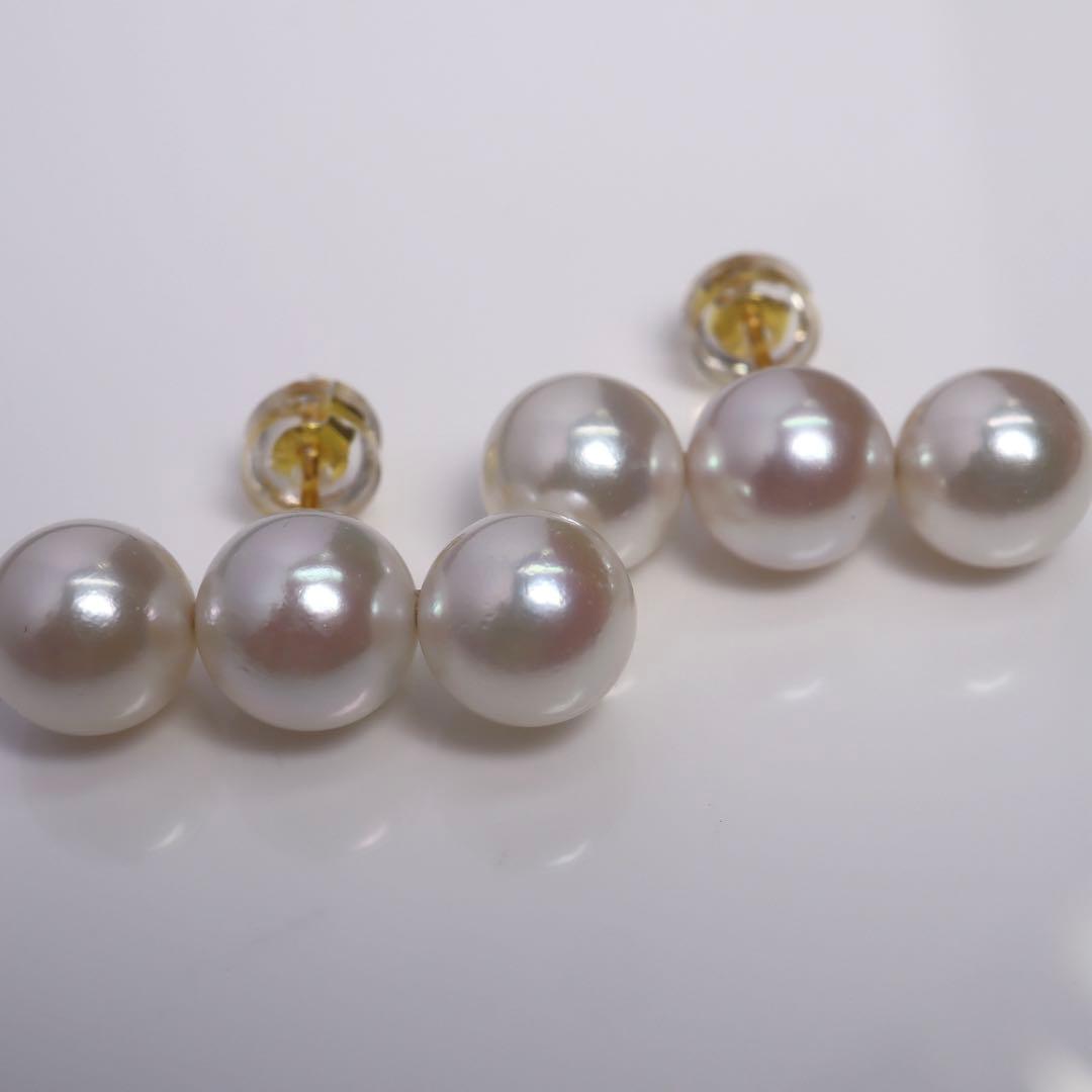 あこや真珠 ピアス あこやパール ピアス 3連パール アコヤパール