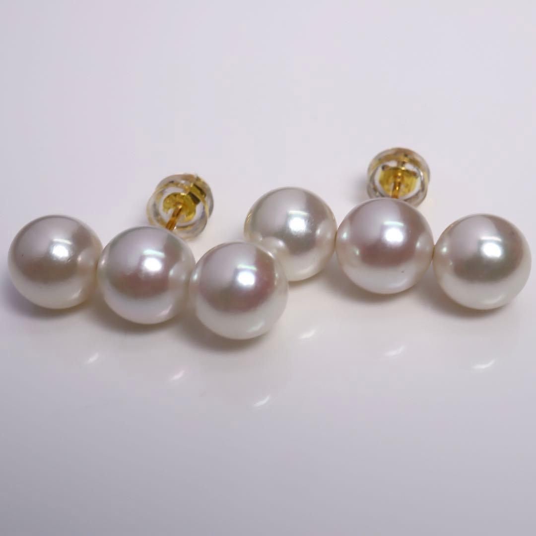 あこや真珠 ピアス あこやパール ピアス 3連パール アコヤパール