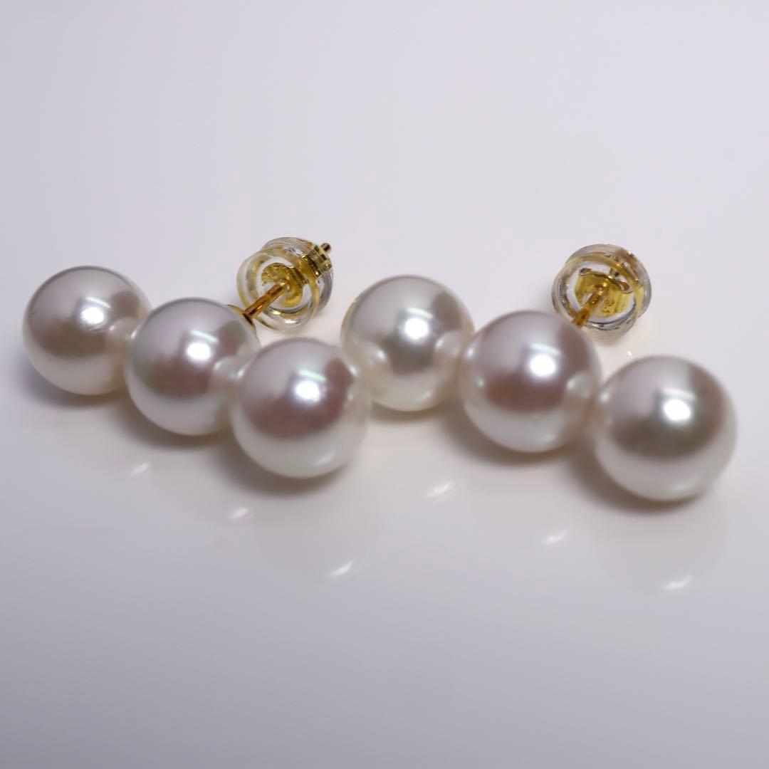 あこや真珠 ピアス あこやパール ピアス 3連パール アコヤパール