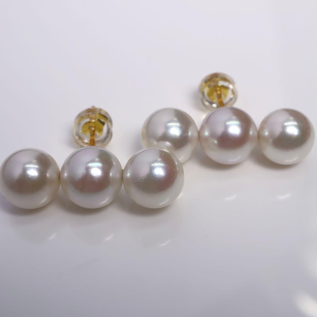 あこや真珠 ピアス あこやパール ピアス 3連パール アコヤパール