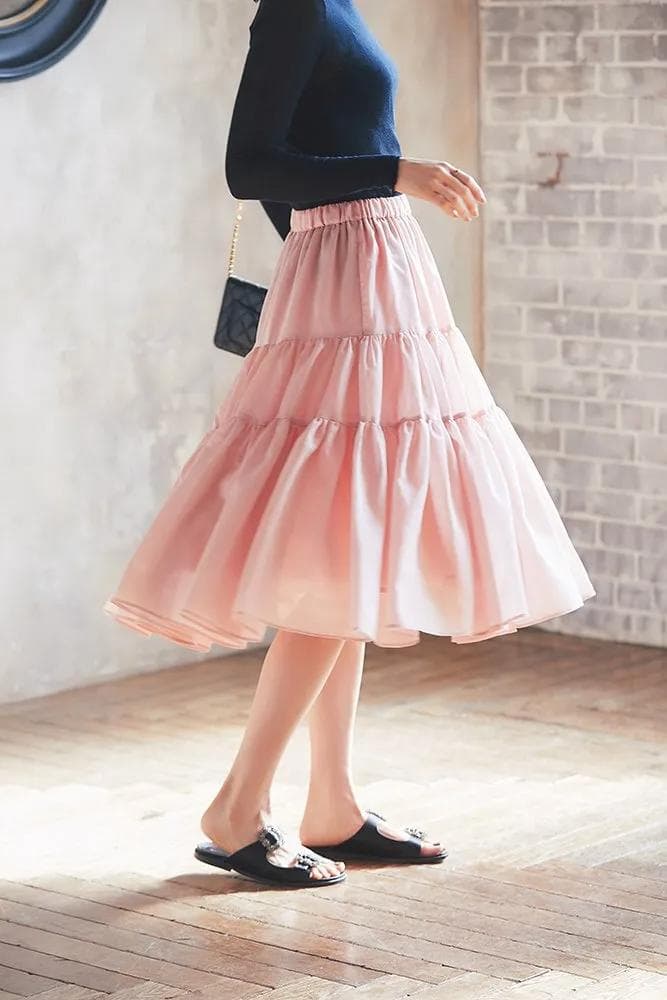 SEVENTEN　シアーティアードスカート(ピンク)XS　新品タグ付き