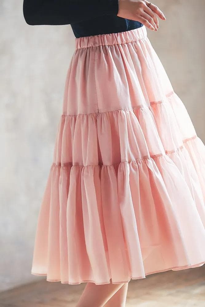 SEVENTEN　シアーティアードスカート(ピンク)XS　新品タグ付き