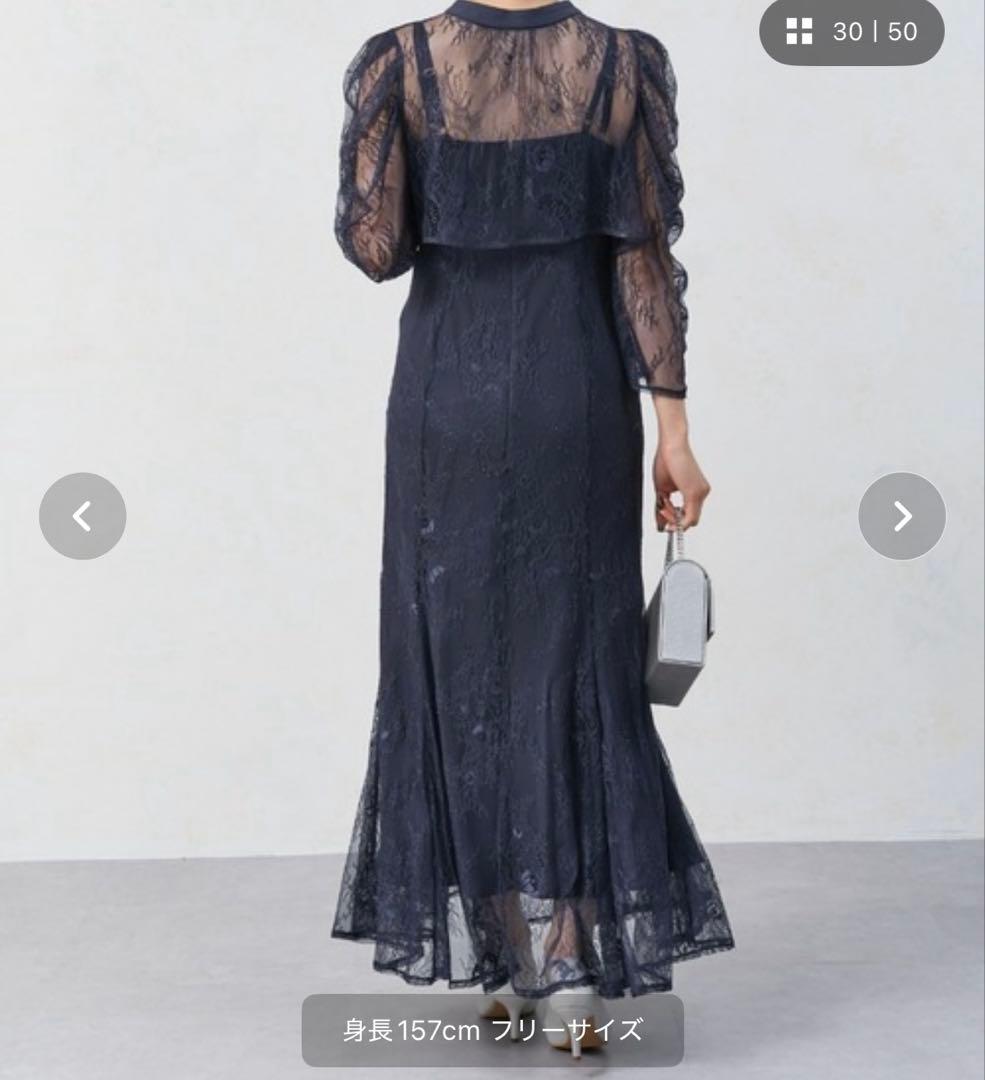 【タグ付き】Thevon ボレロレイヤーレースキャミワンピース