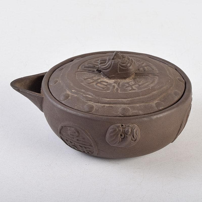 中国　紫砂　朱泥　漢詩人物文　宝瓶　急須　茶壷　C　R9477