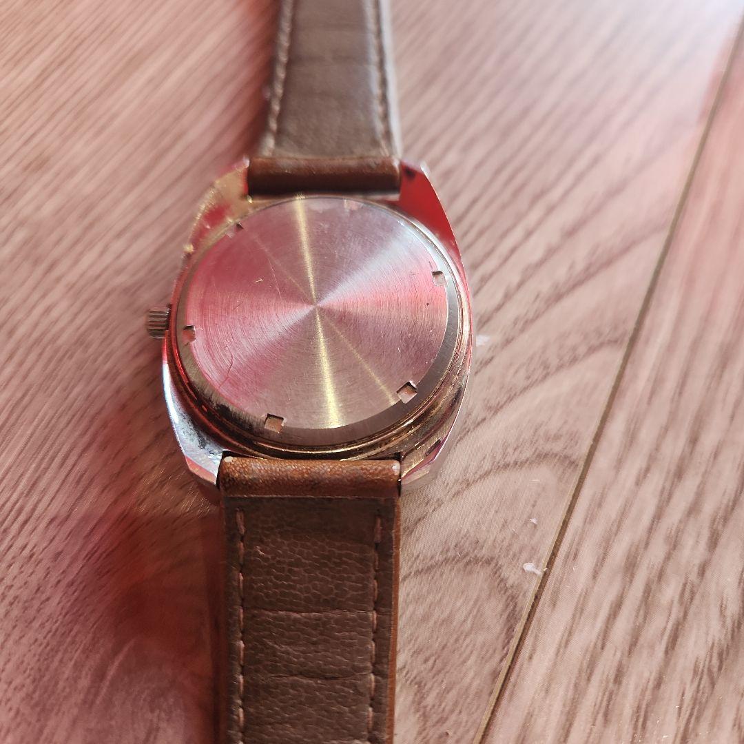 自動巻きアナログ時計 シルバー/ブラウン