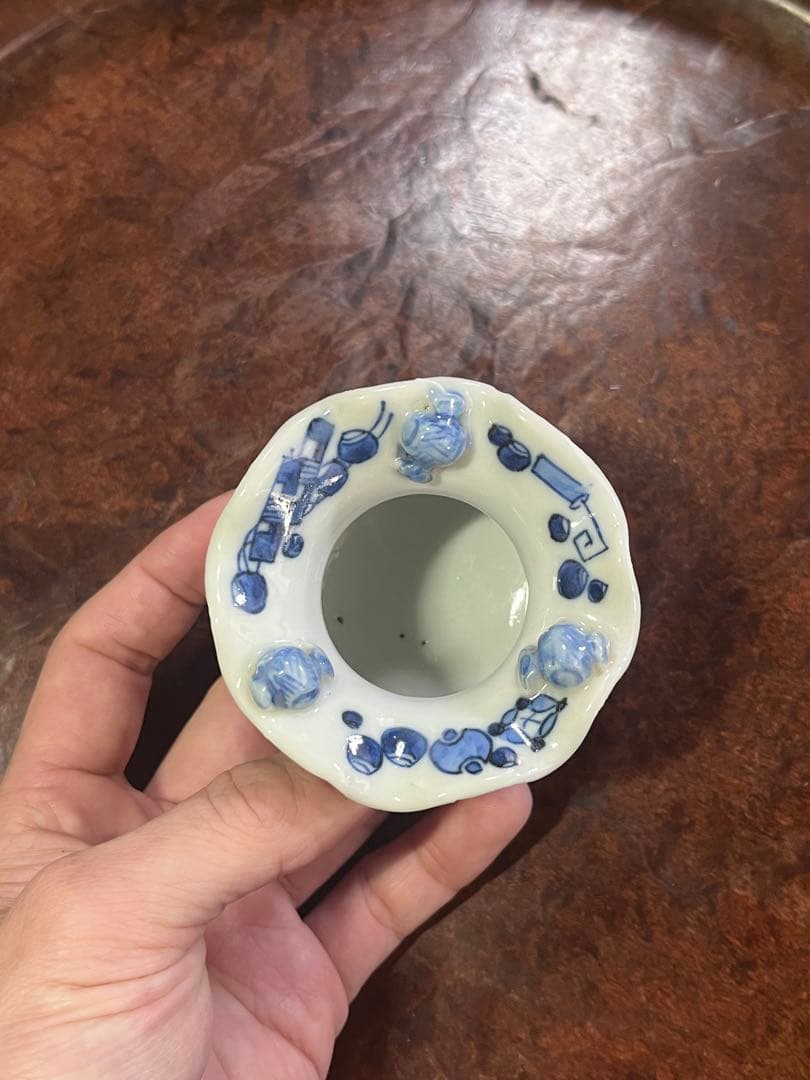 珍品　瀬戸　古伊万里　盃台　無傷完品　吉祥　染付　蕎麦猪口　そば猪口　民芸　民藝