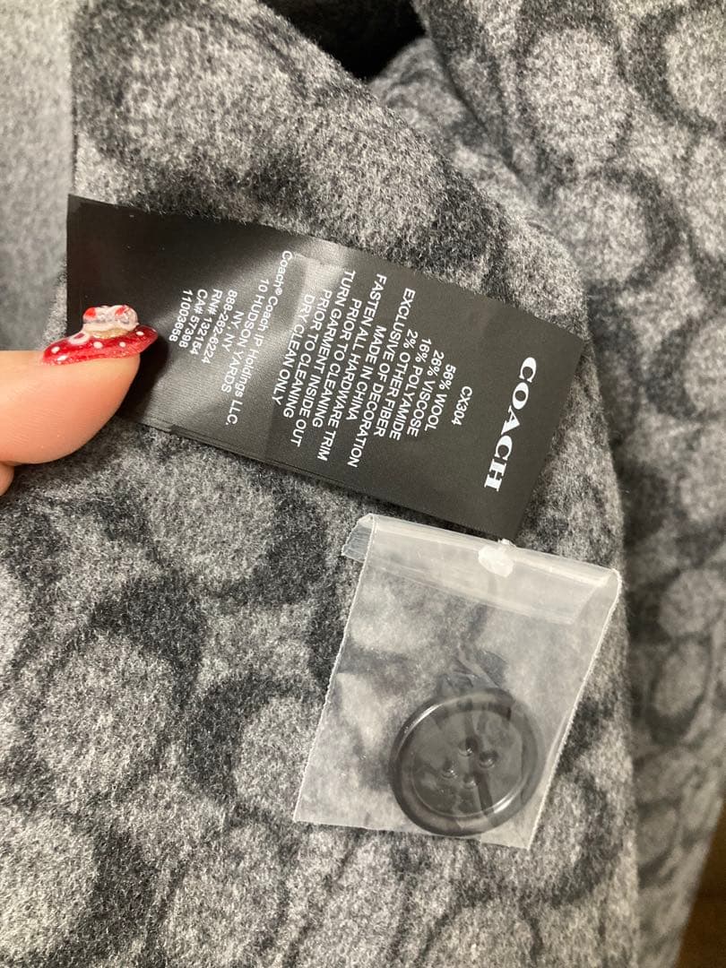 COACH グレー ダブルブレスト ロングコート