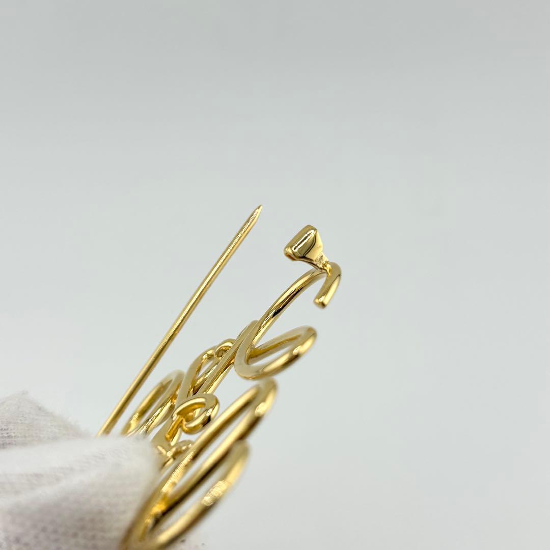 ✨未使用級・箱保存袋付き✨　LOEWE ロエベ　ブローチ　アナグラム　ゴールド