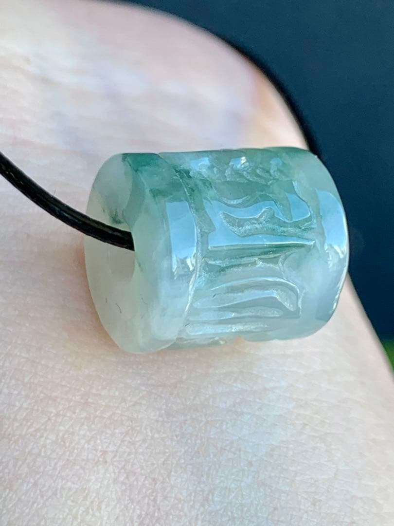 ☘本翡翠　氷種❄️六字真言　ルース⭐️路路通⭐️ネックレス　新品 0155