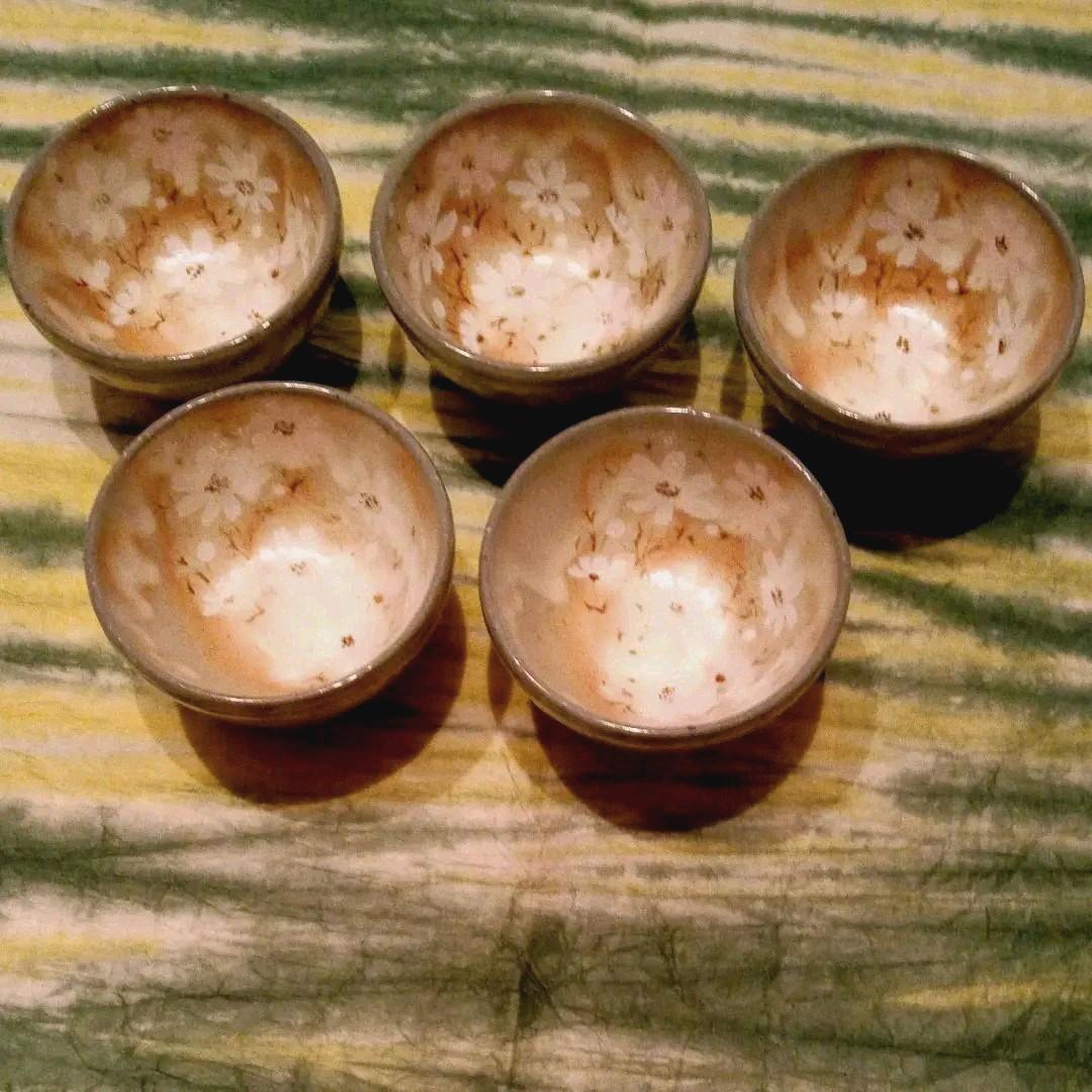 美濃焼　御本手秋桜汲出五客揃い