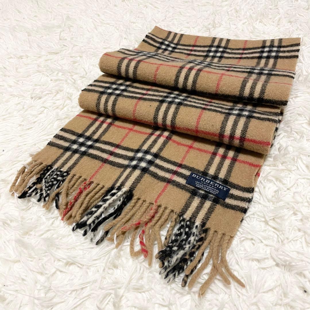 【美品】BURBERRY LONDON ノバチェック ラムウール マフラー 英国