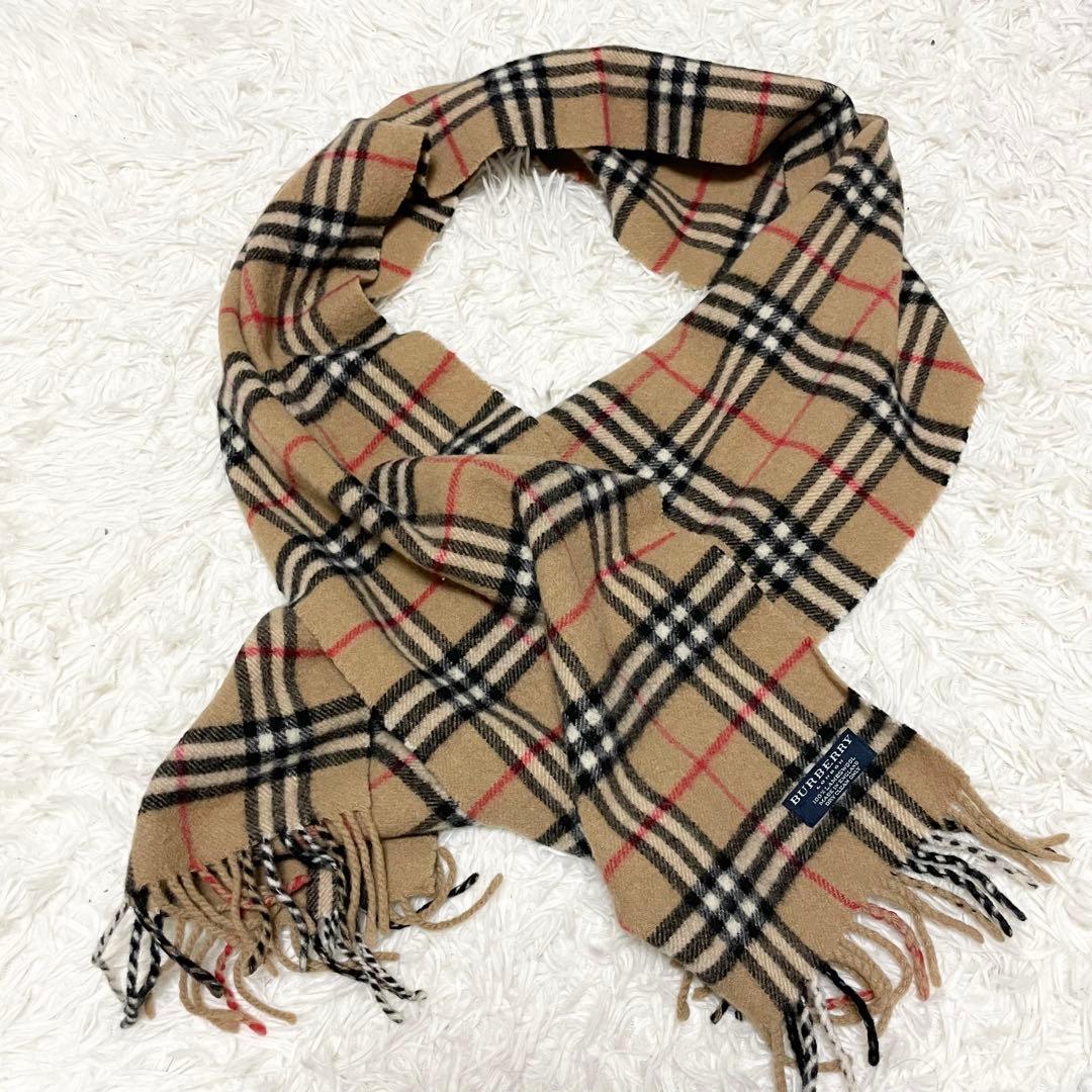 【美品】BURBERRY LONDON ノバチェック ラムウール マフラー 英国