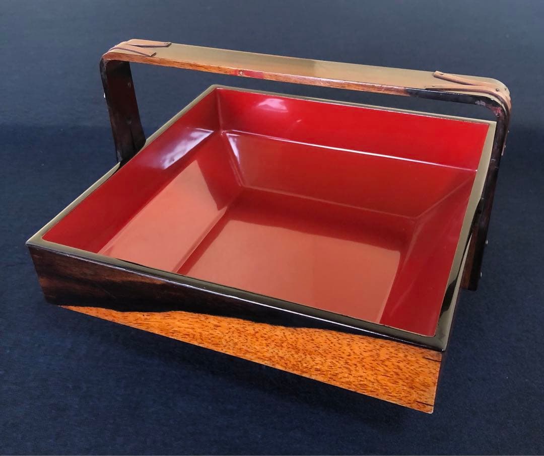 割引❗️《R》黒柿内朱 手付 四方菓子器 食籠 喰篭 飾り金具 250820G1