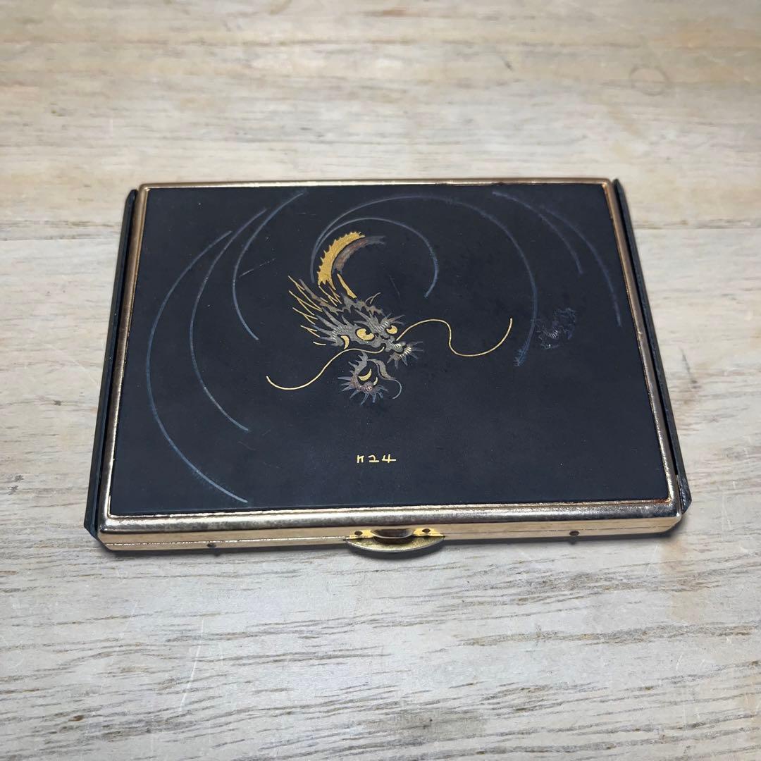 【アンティーク】純金象嵌 シガレットケース ライター K24 龍 古道具 古民具