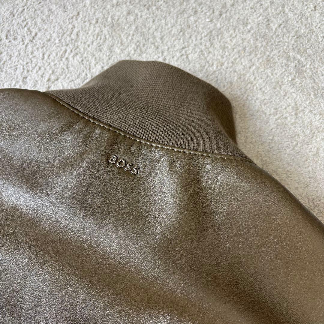 極美品 ヒューゴボス 現行タグ レザージャケット 羊革 3XLサイズ ブラウン