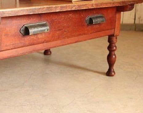 ろくろ脚木製文机 テーブル 引き出し付き 古家具 アンティーク レトロ