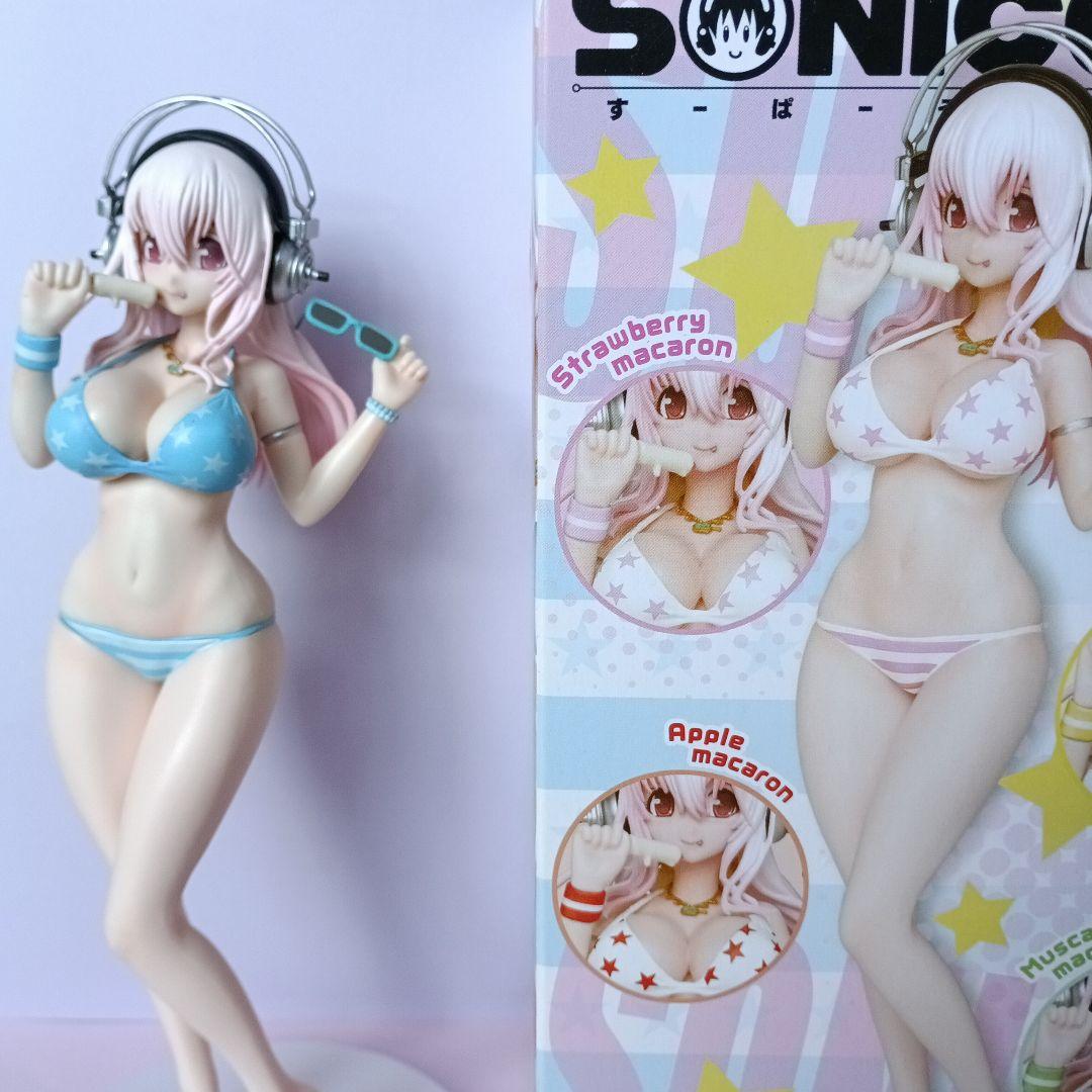 すーぱーそに子　サマービーチフィギュア２点セット（箱なし水色）（箱あり赤色）