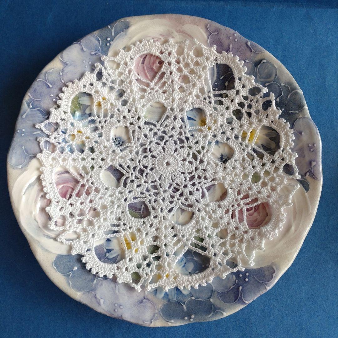 ゆずりは工房　カップ＆ソーサー　青彩ローズ　薔薇　花柄　陶器　瀬戸焼