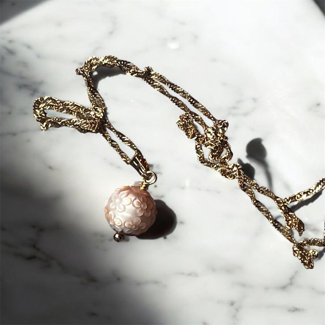 cocoです レア 14kgfあこや真珠フラワーカービングPT