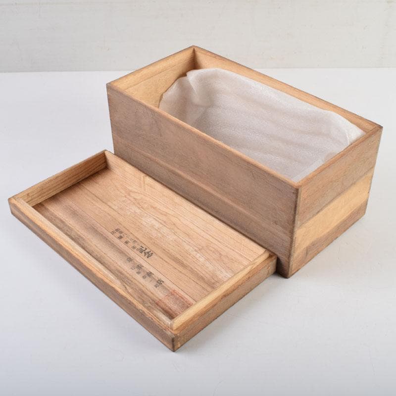 七宝焼　赤透釉　四君子文　花瓶　唐木台付　共箱　V　9132