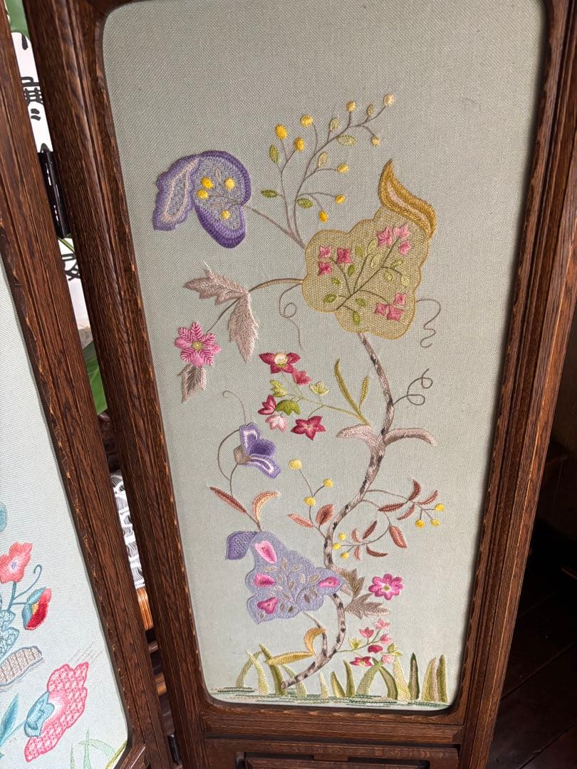 再値下げ！【激レア】お値打ち・戸塚刺繍・豪華木製パーテーション・衝立