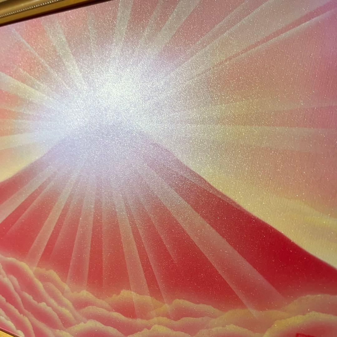 富士山絵画風景画新春セール｜ダイヤモンド赤富士八二判額縁 風水金運恋愛運安産祈願