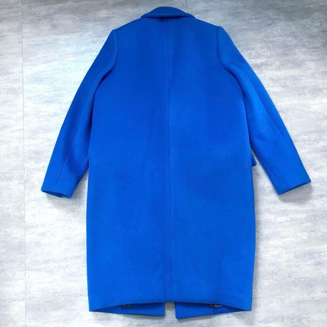 ENFOLDエンフォルド ウールチェスターコクーンコート ブルー　36