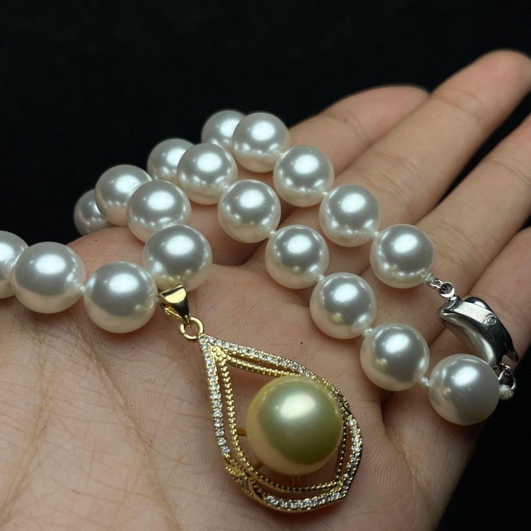 【本日限定】販売 花梨木 彩貝インレイ ジュエリーボックス／パールネックレス付き