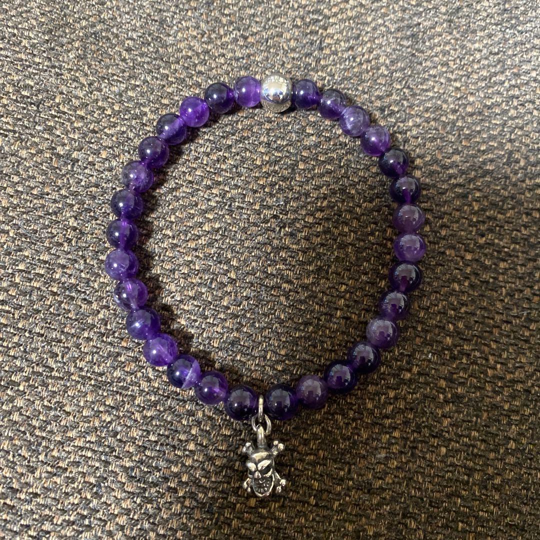 BWL アメジスト クロスボーン　スカルチャーム ブレスレット　サイズM