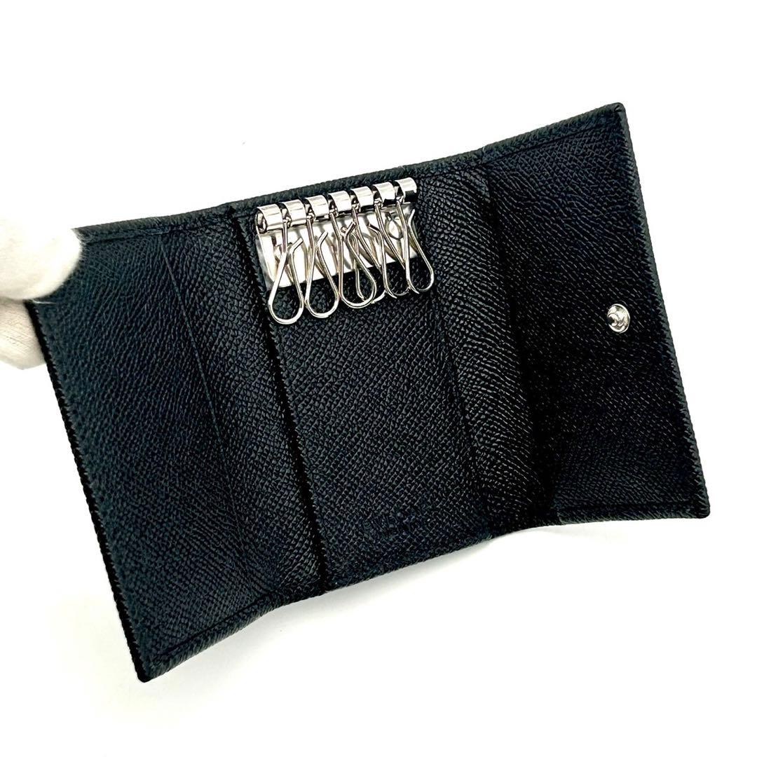 未使用 BVLGARI メンズ 6連 レザーキーケース ブラック キーホルダー