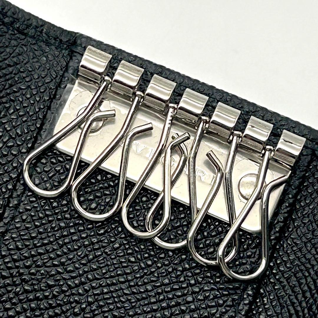 未使用 BVLGARI メンズ 6連 レザーキーケース ブラック キーホルダー