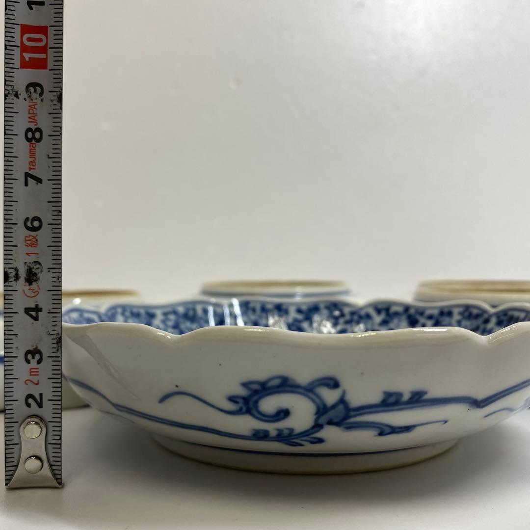 古伊万里　渦福　花唐草膾皿5枚　幅約16㎝　東Y7-0204☆2Fタサオ