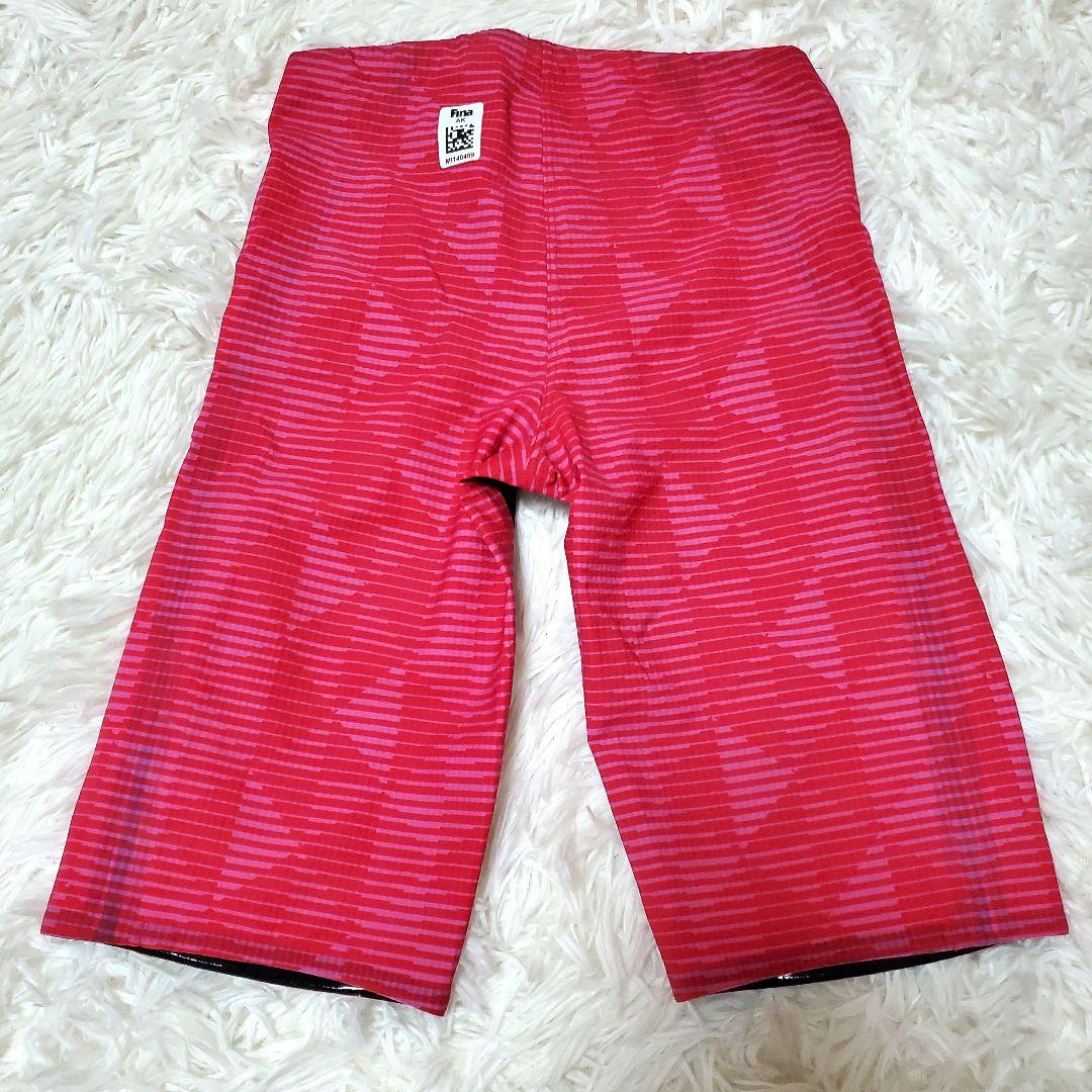 ミズノ　メンズ競泳用 ハーフスパッツ ブラック×レッド L