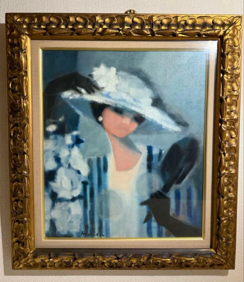 印象派　Jaqueline Andrieu 肉筆油彩画　直筆サインあり